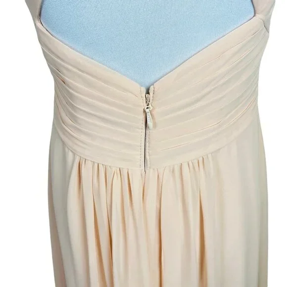 Azazie Elegant Floor Length Sleeveless Prom Wedding Guest Dress Light Peach - Picture 10 of 14